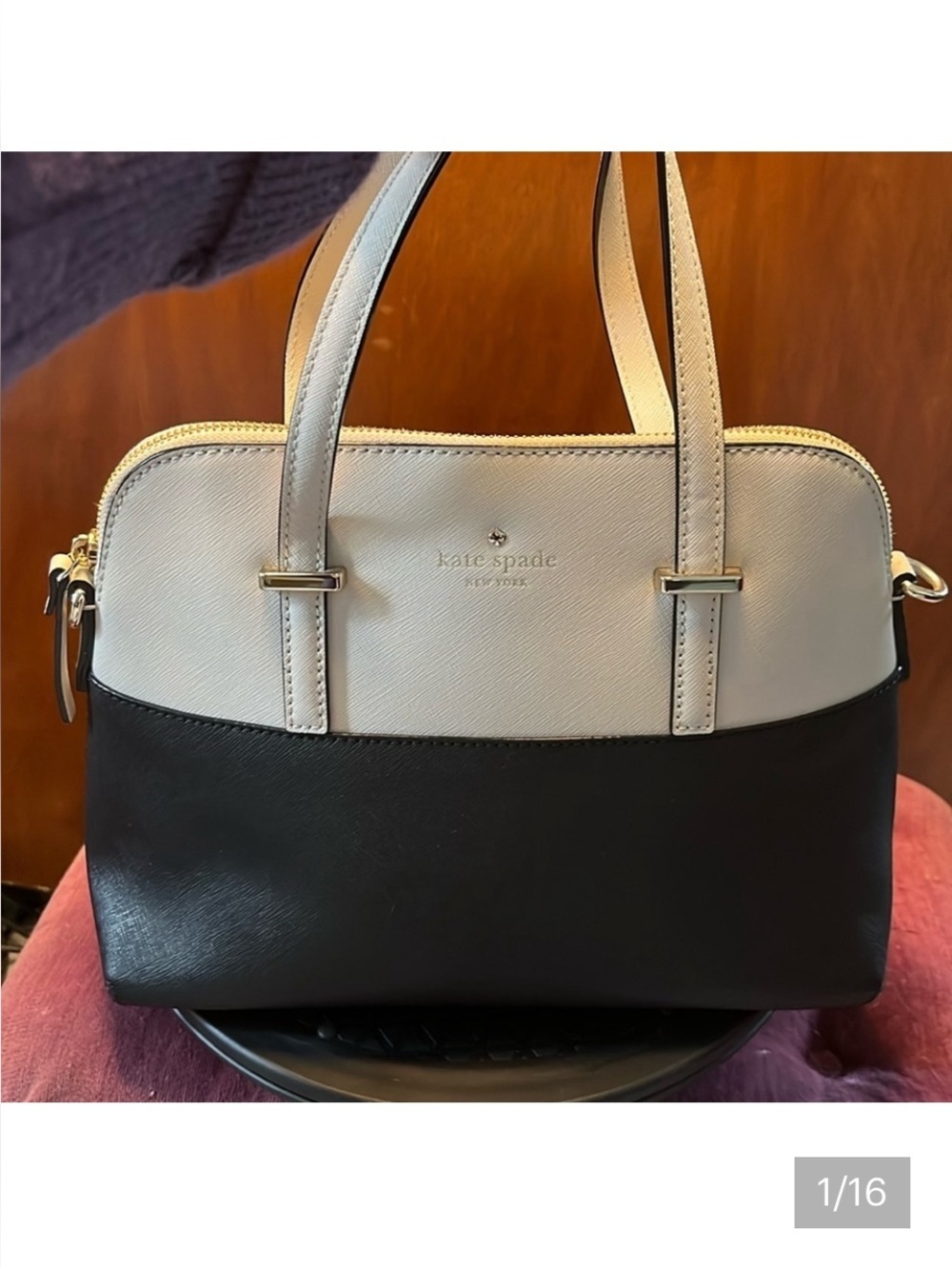 Kate Spade  Satchel   Crossbody bag cedar Street Color block beige/black  EUC
